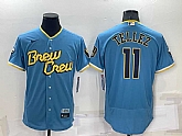 Milwaukee Brewers #11 Rowdy Tellez Blue 2022 City Connect Flexbase Stitched Jersey,baseball caps,new era cap wholesale,wholesale hats